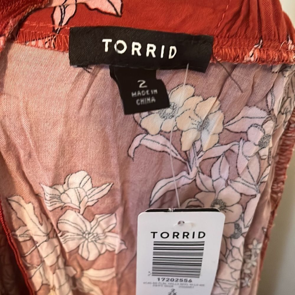Torrid Floral Print Boho Hi-Lo Ruffle Maxi Skirt Contemporary Festival Feminine - Picture 15 of 16